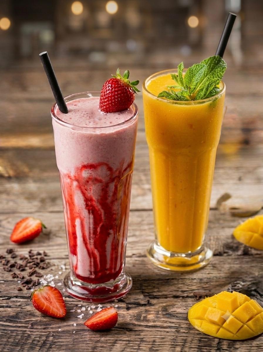 Batidos de fresa y mango naturales de DaVinci Girona