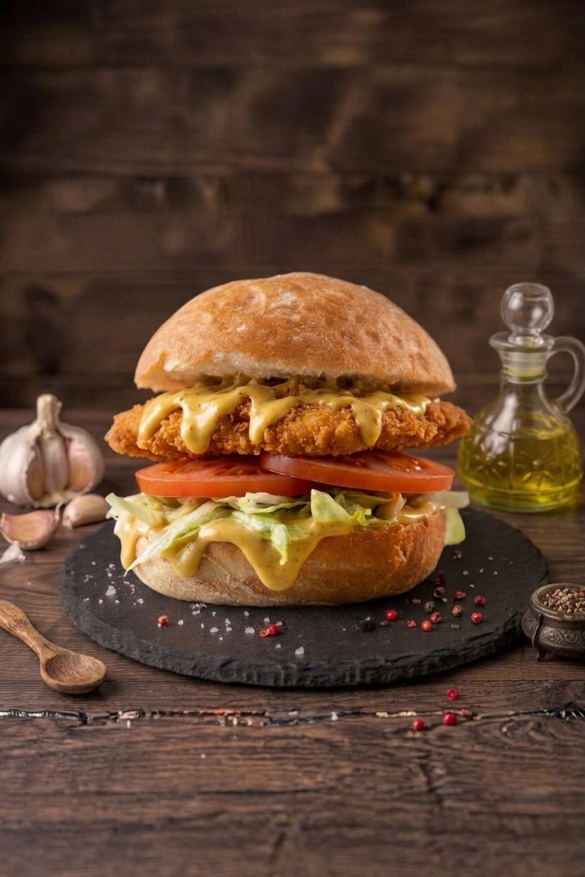 Hamburguesa de pollo crujiente de DaVinci Girona