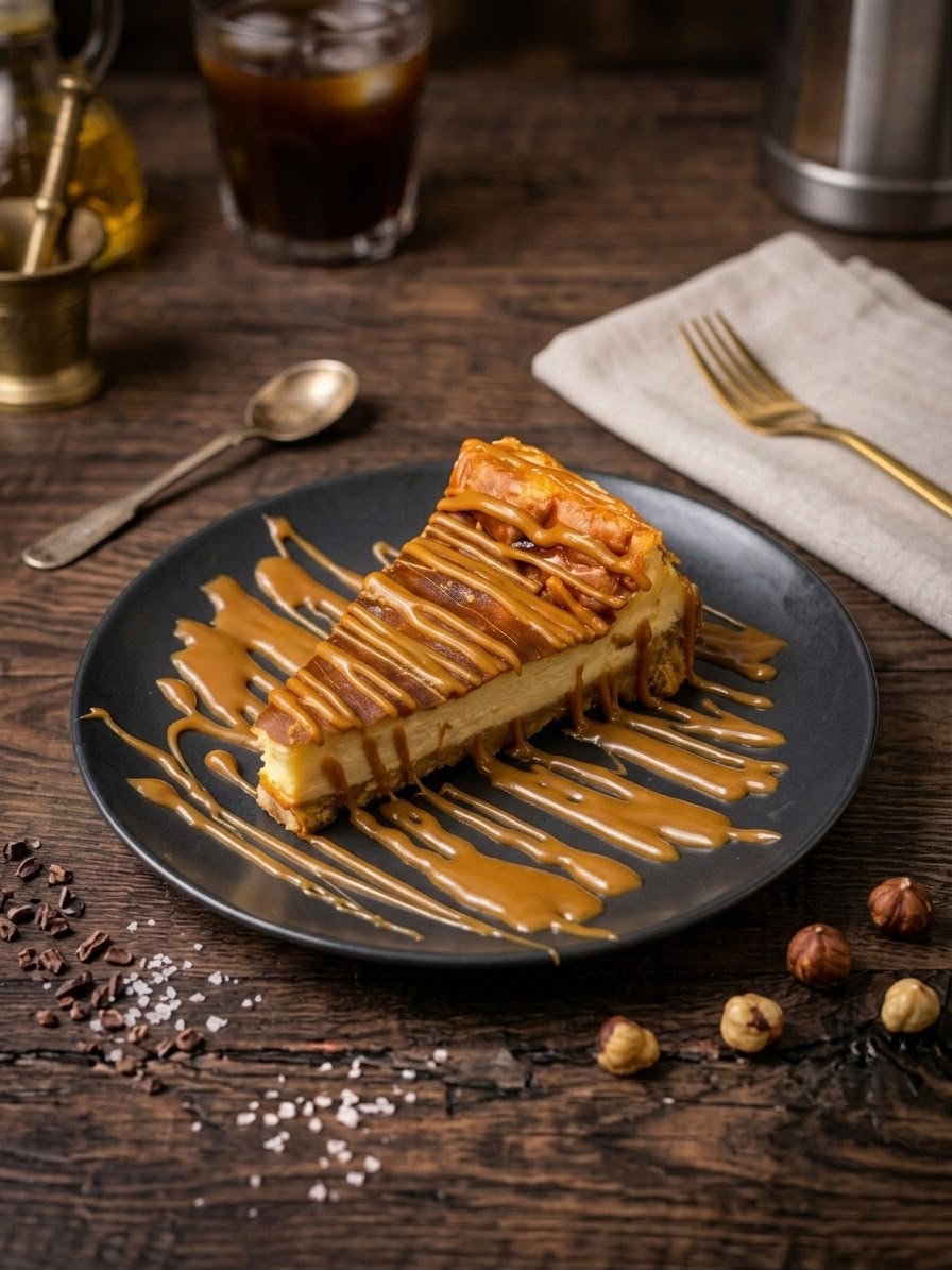 Tarta de queso con caramelo